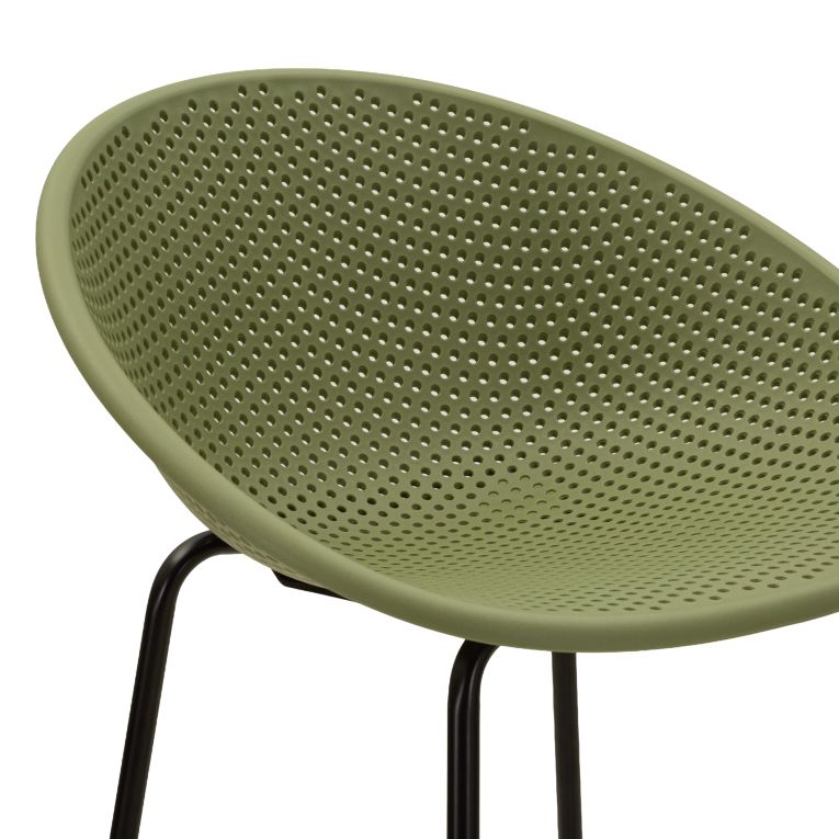 Sgabello Verde Nero set da 2 Indoor-outdoor Seduta Traforata Altezza Seduta 75 cm 51x82x58h cm, Materiale Struttura in Metallo - Trong