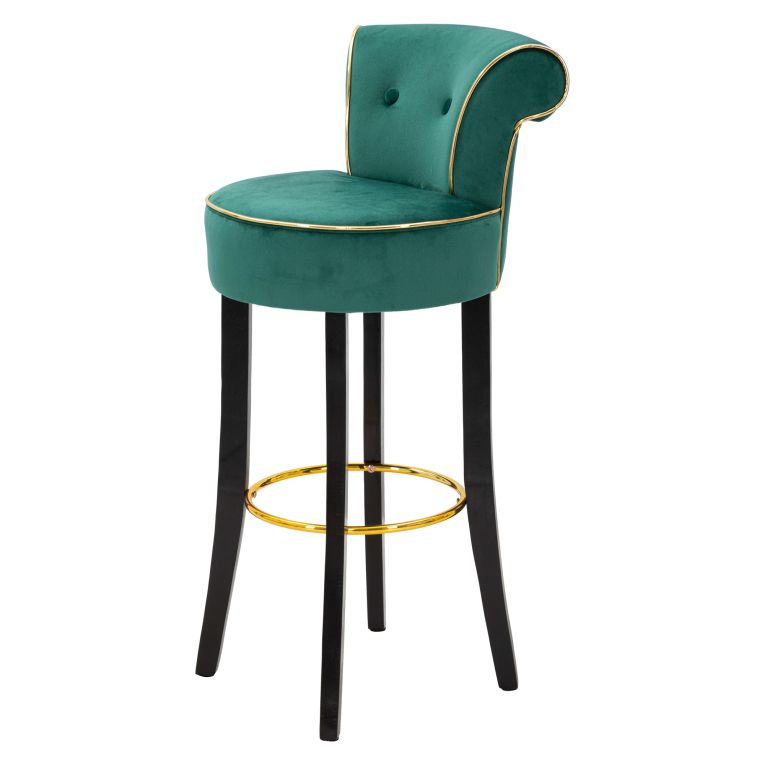 Sgabello Verde oro Imbottito Rivestimento in Velluto 46x48x96h cm, Materiale Struttura in Legno - Tupiza