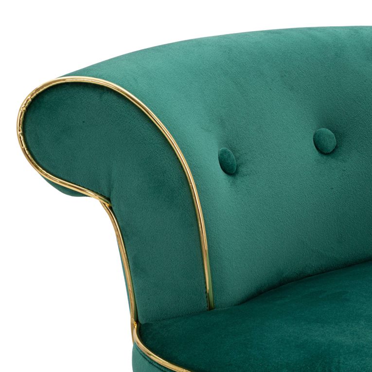Sgabello Verde oro Imbottito Rivestimento in Velluto 46x48x96h cm, Materiale Struttura in Legno - Tupiza