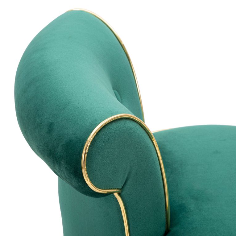 Sgabello Verde oro Imbottito Rivestimento in Velluto 46x48x96h cm, Materiale Struttura in Legno - Tupiza