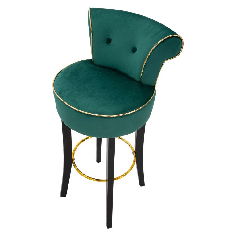 Sgabello Verde oro Imbottito Rivestimento in Velluto 46x48x96h cm, Materiale Struttura in Legno - Tupiza