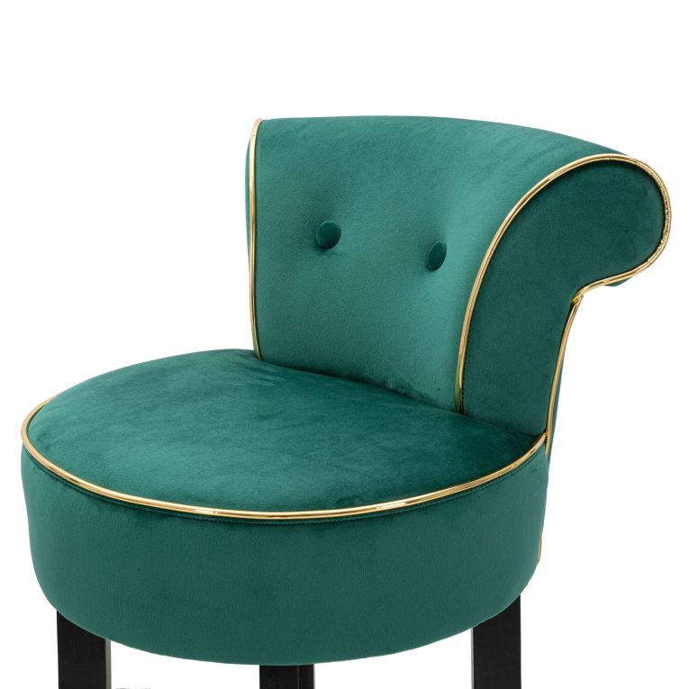 Sgabello Verde oro Imbottito Rivestimento in Velluto 46x48x96h cm, Materiale Struttura in Legno - Tupiza