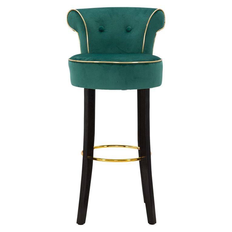 Sgabello Verde oro Imbottito Rivestimento in Velluto 46x48x96h cm, Materiale Struttura in Legno - Tupiza