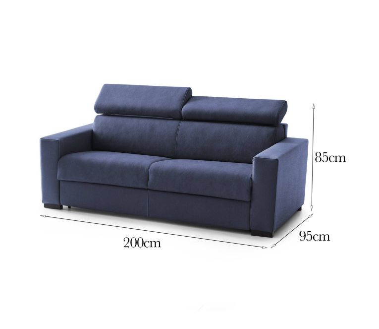 Sofà con braccioli blu 200x95x85h cm - Schiavo