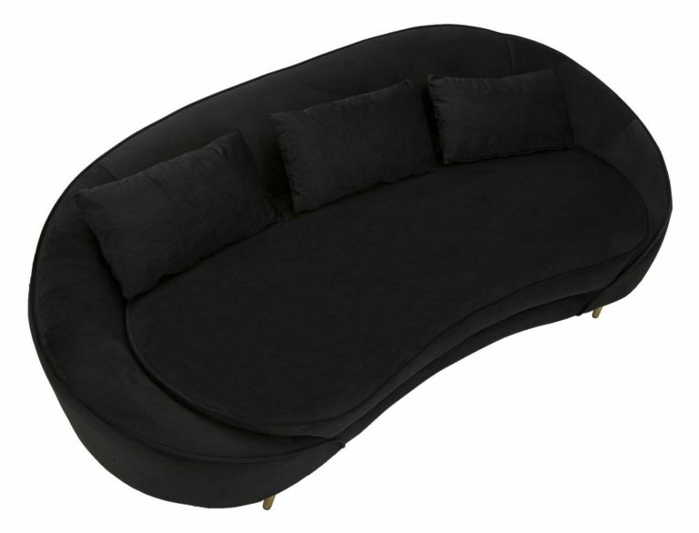 Sofà in legno e metallo rivestito in tessuto nero e oro 185x84x68h cm - Verte
