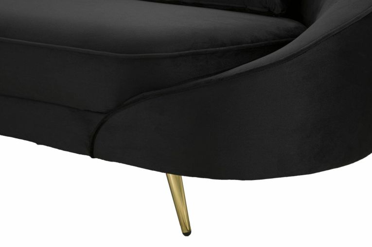 Sofà in legno e metallo rivestito in tessuto nero e oro 185x84x68h cm - Verte