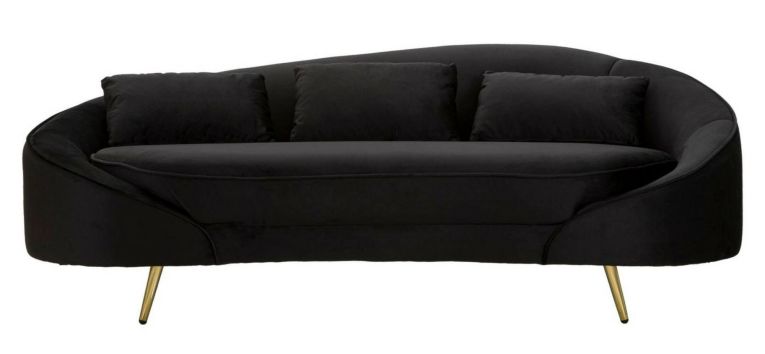 Sofà in legno e metallo rivestito in tessuto nero e oro 185x84x68h cm - Verte
