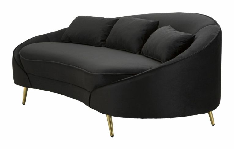 Sofà in legno e metallo rivestito in tessuto nero e oro 185x84x68h cm - Verte