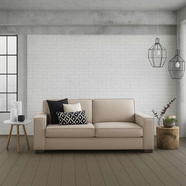 Sofa con braccioli beige 220x95x90h cm - Diopside
