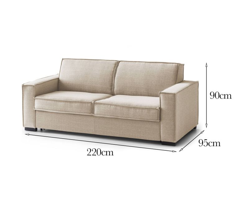 Sofa con braccioli beige 220x95x90h cm - Diopside