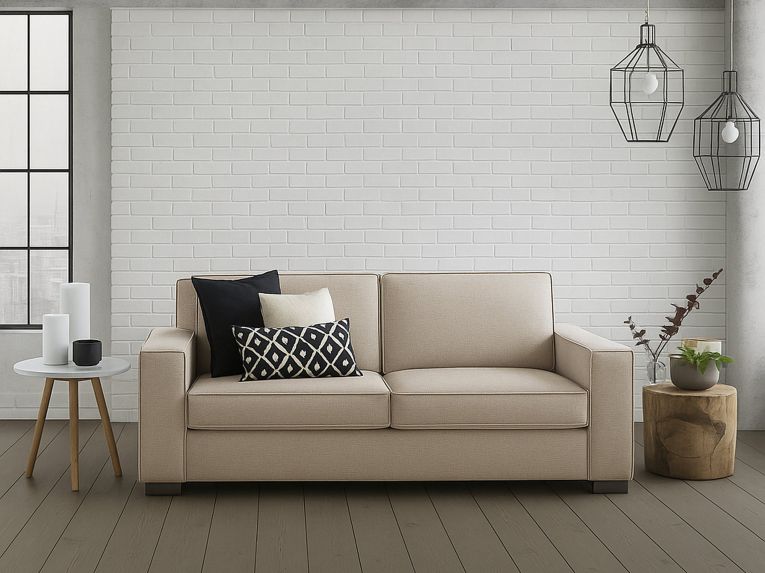 Sofa con braccioli beige 220x95x90h cm - Diopside