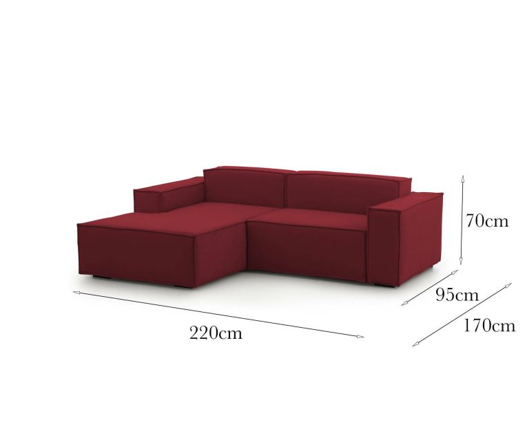 Sofa con braccioli rosso 220x170x70h cm - Alhoa