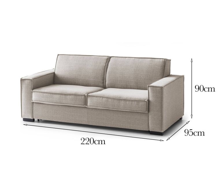 Sofa con braccioli tortora 220x95x90h cm - Diopside
