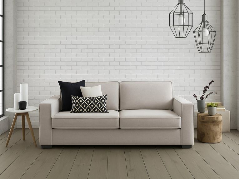 Sofa con braccioli tortora 220x95x90h cm - Diopside
