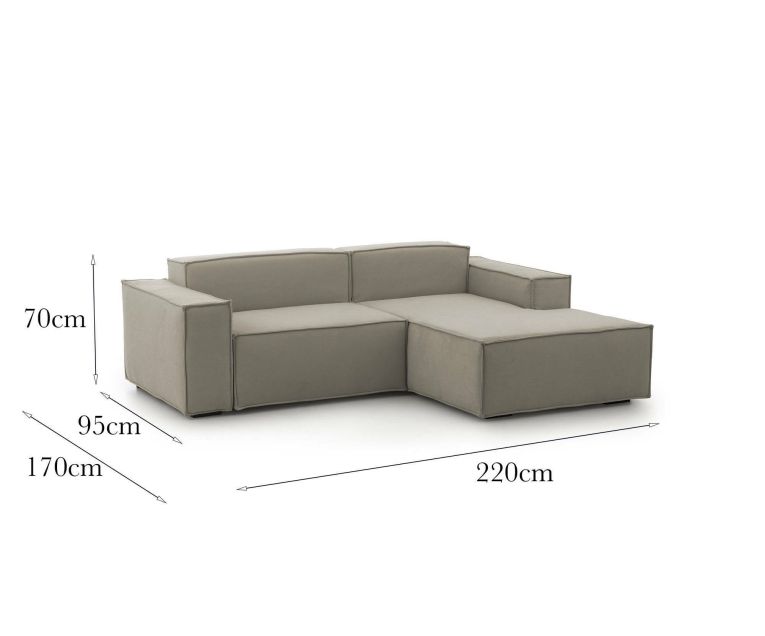 Sofa con penisola tortora 220x170x70h cm - Amuleto