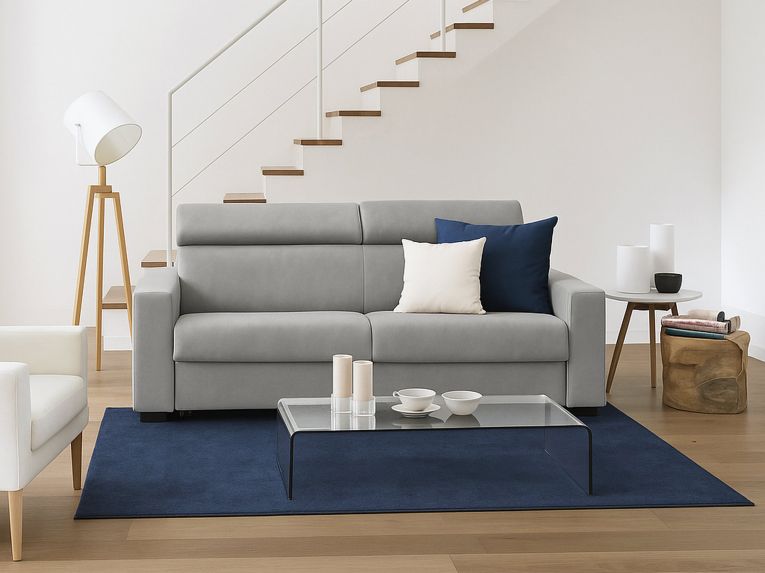 Sofa con poggiatesta regolabili grigio 220x95x85h cm - Matrice