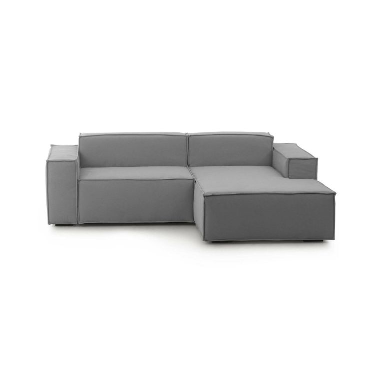 Sofa in legno e ferro rivestito in tessuto grigio 220x170x70h cm - Amuleto