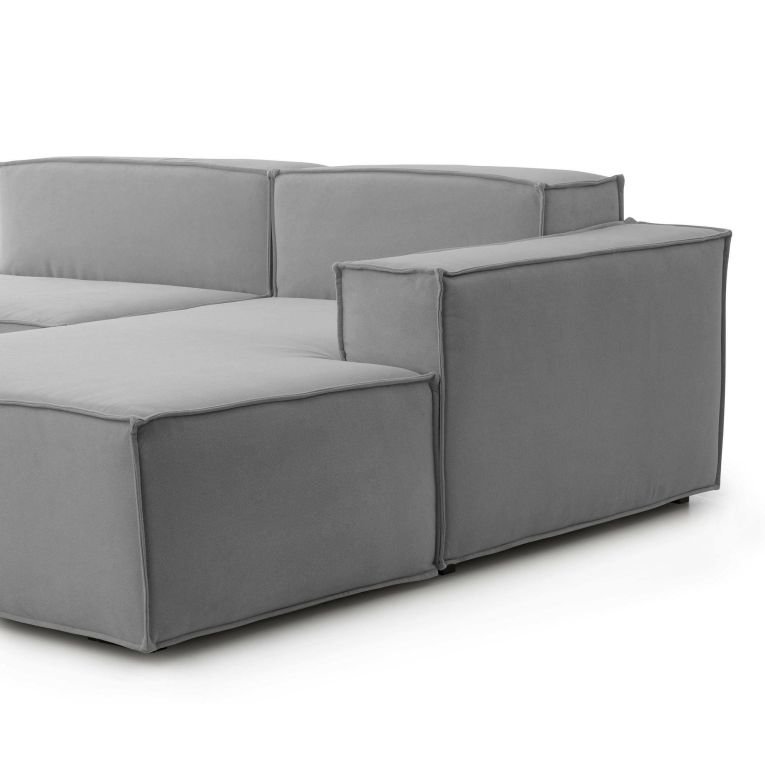 Sofa in legno e ferro rivestito in tessuto grigio 220x170x70h cm - Amuleto