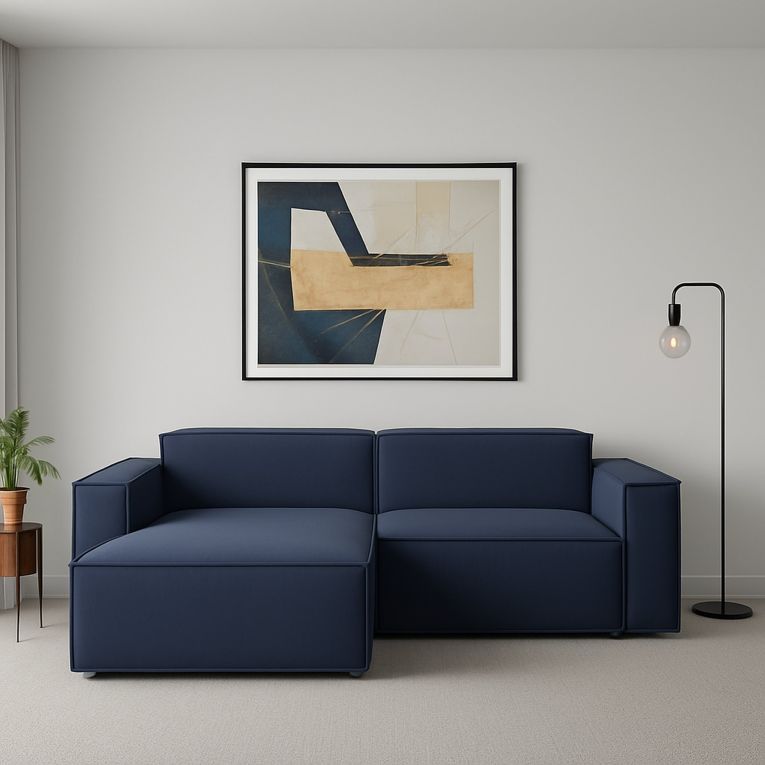 Sofa sfoderabile blu 220x170x70h cm - Alhoa