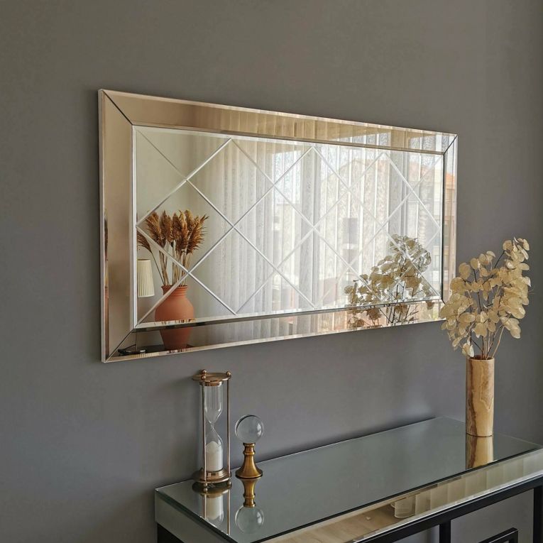 Specchio a scacchi argento 130x62h cm - Pagani