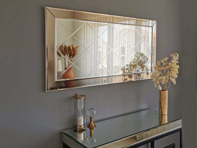 Specchio a scacchi argento 130x62h cm - Pagani