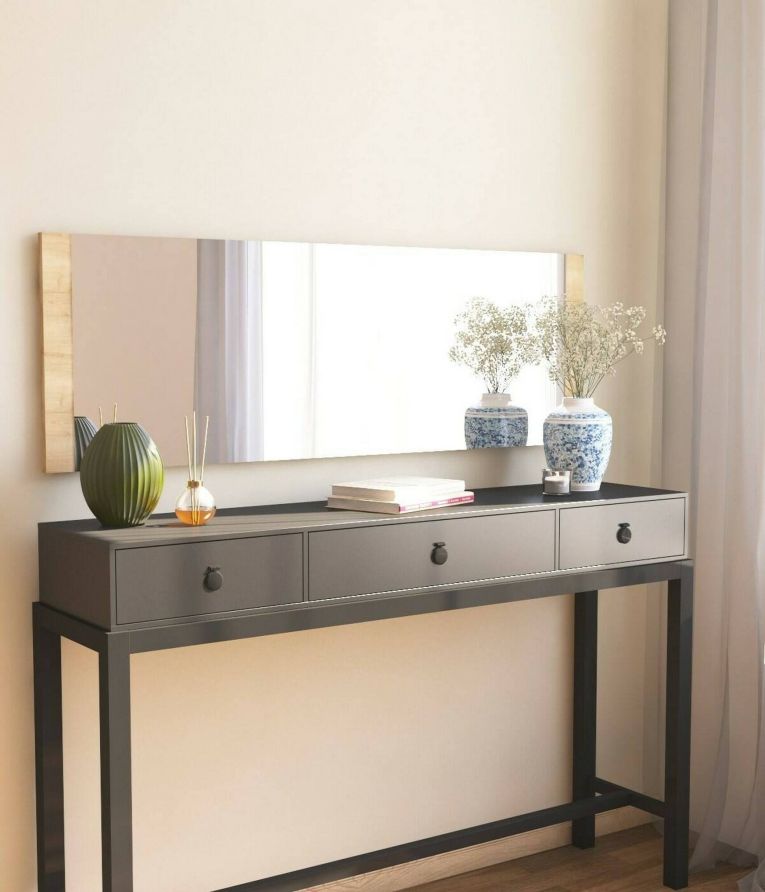 Specchio Acamar, Specchiera, Articolo d'arredo a muro, Specchio con cornice, 40x2h120 cm, Naturale