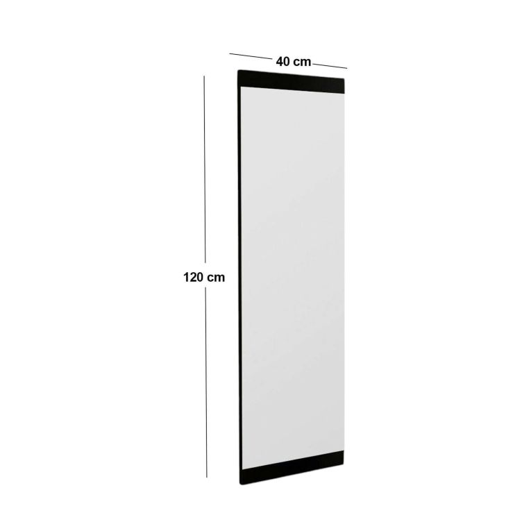 Specchio Acamar, Specchiera, Articolo d'arredo a muro, Specchio con cornice, 40x2h120 cm, Nero