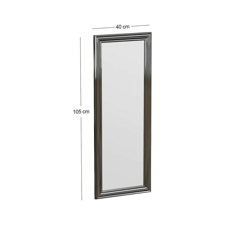 Specchio Adrastea, Specchiera, Articolo d'arredo a muro, Specchio con cornice, 40x3h105 cm, Argento