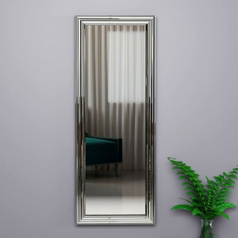 Specchio Adrastea, Specchiera, Articolo d'arredo a muro, Specchio con cornice, 40x3h105 cm, Argento