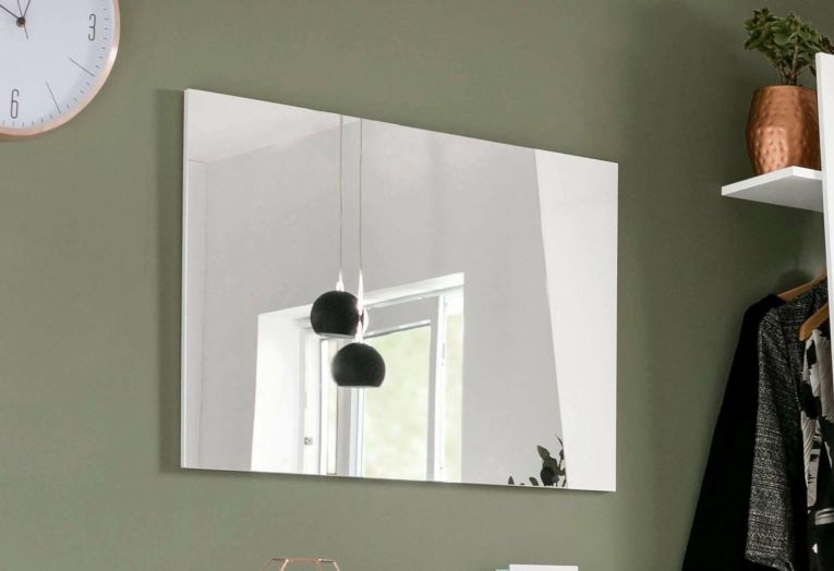 Specchio Alessio, Specchio da bagno, 100% Made in Italy, cm 80x2h60, Bianco lucido