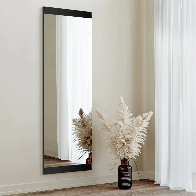 Specchio Alnasl, Specchiera, Articolo d'arredo a muro, Decorazione con specchio, 120x2 h40 cm, Nero
