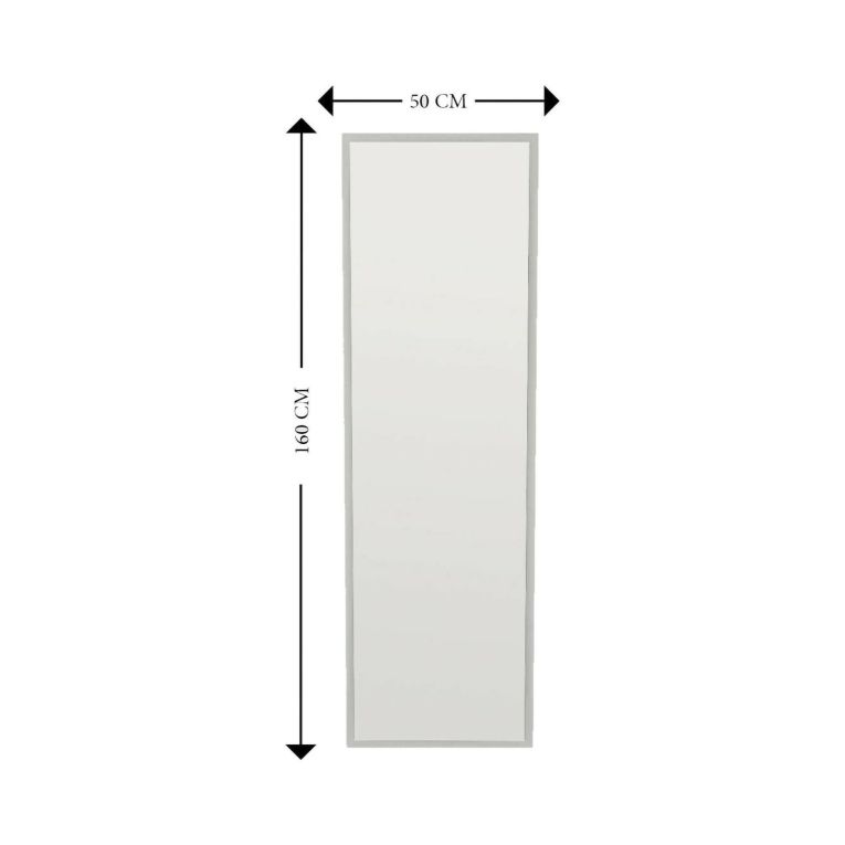 Specchio Alp, Specchiera, Articolo d'arredo a muro, Specchio con cornice, 50x2h160 cm, Bianco