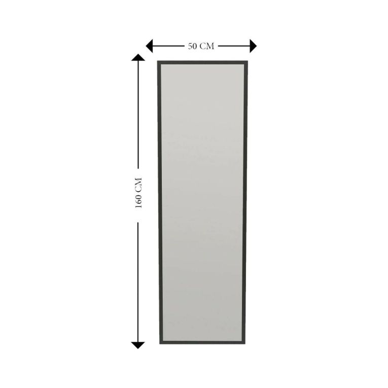 Specchio Alp, Specchiera, Articolo d'arredo a muro, Specchio con cornice, 50x2h160 cm, Nero