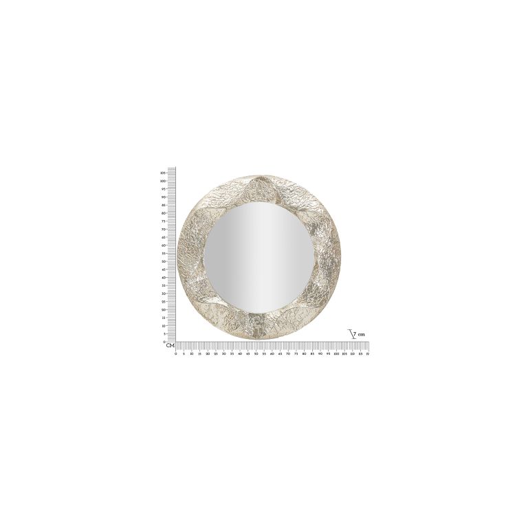 Specchio Argento Trasparente Cornice Effetto Materico Forma Ovale 104x104h cm, Tipologia a Parete - Dafateda
