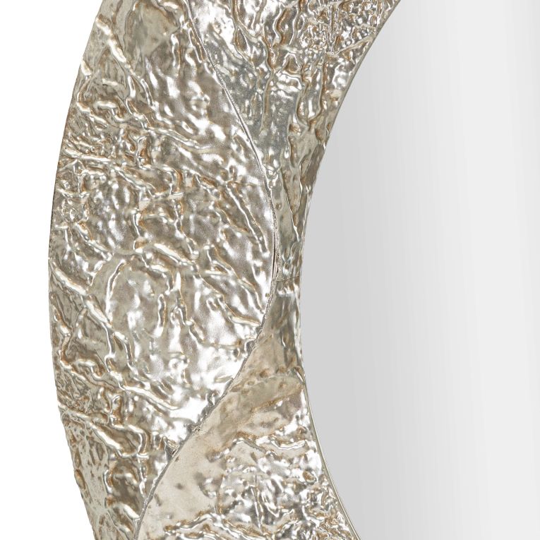 Specchio Argento Trasparente Cornice Effetto Materico Forma Ovale 104x104h cm, Tipologia a Parete - Dafateda