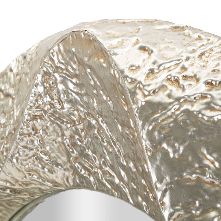 Specchio Argento Trasparente Cornice Effetto Materico Forma Ovale 104x104h cm, Tipologia a Parete - Dafateda