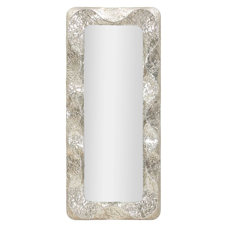Specchio Argento Trasparente Cornice Effetto Materico Forma Rettangolare 70x161h cm, Tipologia a Parete - Dagalito