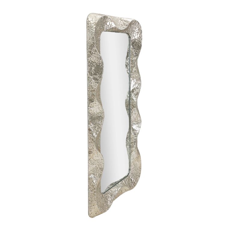 Specchio Argento Trasparente Cornice Effetto Materico Forma Rettangolare 70x161h cm, Tipologia a Parete - Dagalito