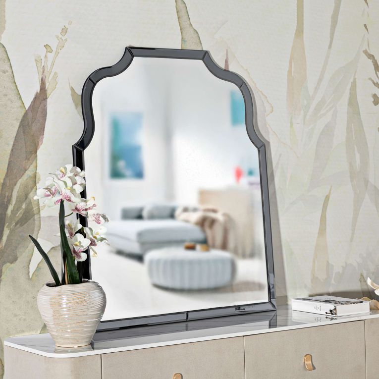 Specchio Argento Trasparente Cornice Sagomata Forma Rettangolare 85x100h cm, Tipologia a Parete - Dabaka