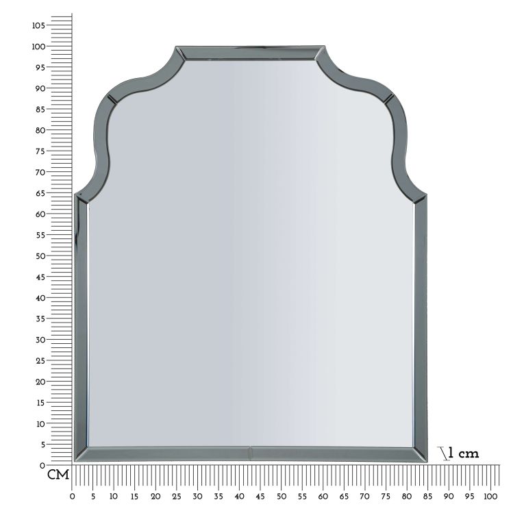 Specchio Argento Trasparente Cornice Sagomata Forma Rettangolare 85x100h cm, Tipologia a Parete - Dabaka