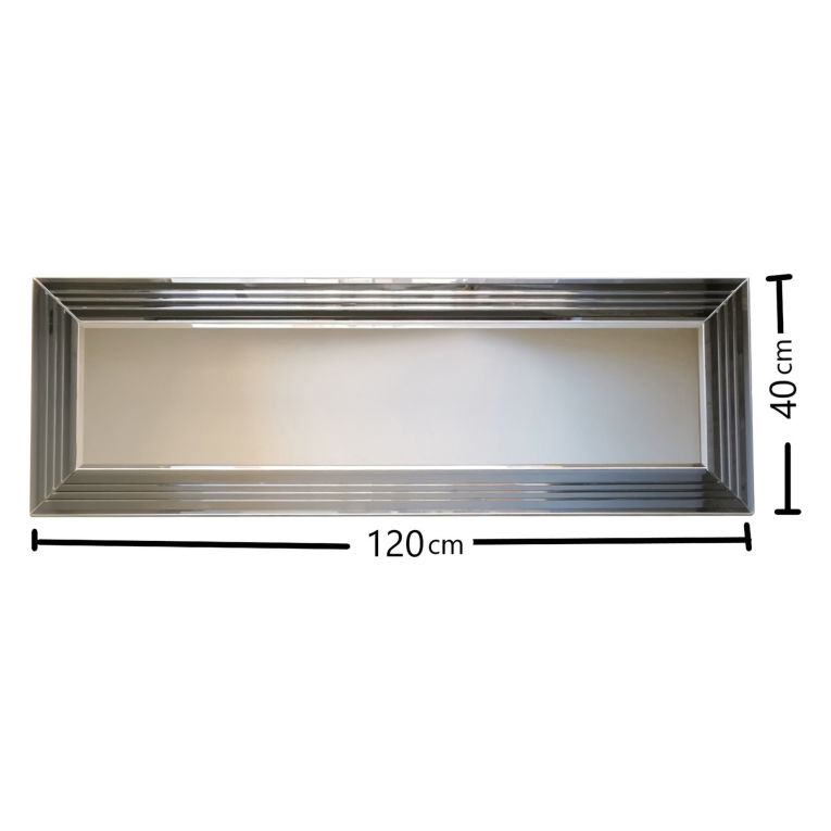 Specchio Argento Trasparente Dettagli Geometrici Forma Rettangolare 120x40h cm, Tipologia a Parete - Varallo