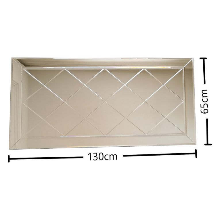 Specchio Argento Trasparente Dettagli Geometrici Forma Rettangolare 130x65h cm, Tipologia a Parete - Rosazza