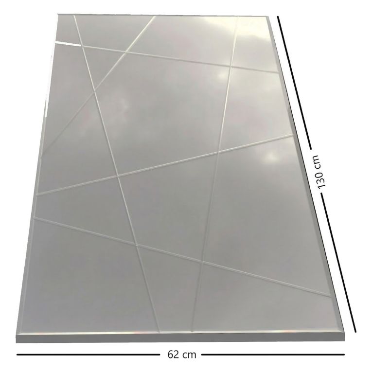 Specchio Argento Trasparente Dettagli Geometrici Forma Rettangolare 62x2h cm, Tipologia a Terra, a Parete - Dobbiaco
