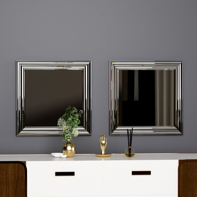 Specchio Argento Trasparente Modulabile set da 2 40x40h cm, Forma Rettangolare - Ortovero