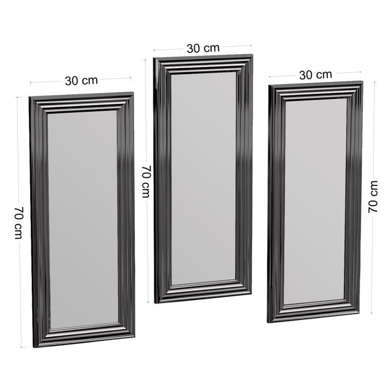 Specchio Argento Trasparente Modulabile set da 3 30x70h cm, Forma Rettangolare - Guarcino