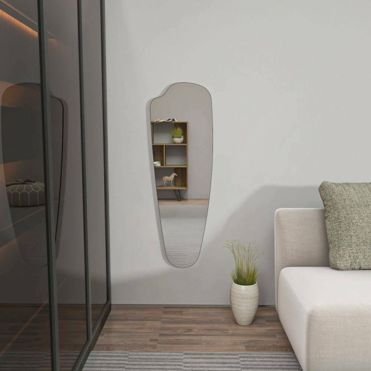 Specchio Azmidiske, Specchiera, Articolo d'arredo a muro, Decorazione con specchio, 40x2 h120 cm, Trasparente
