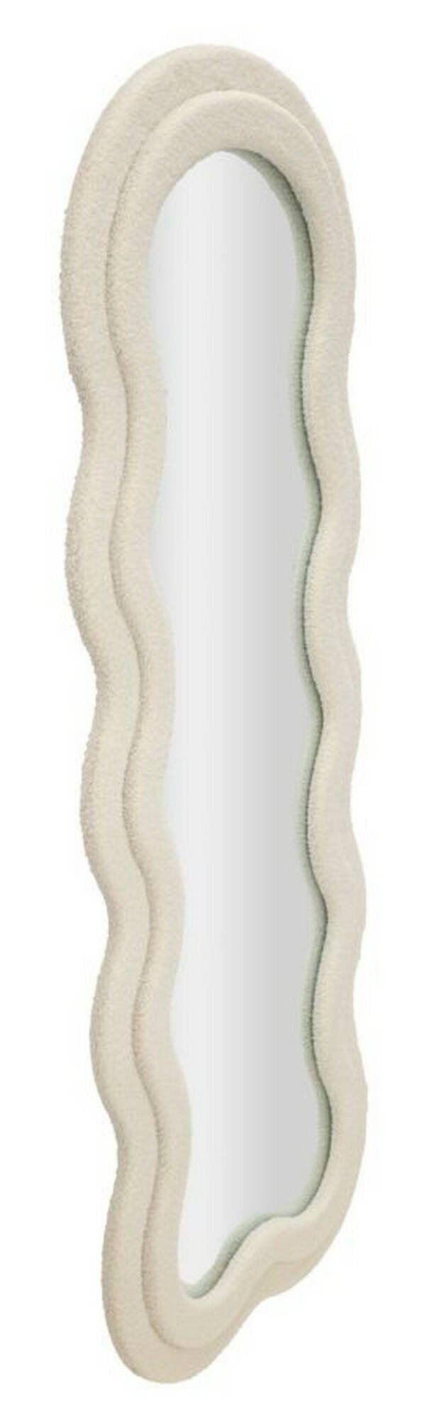 Specchio Baquirivu, Specchiera, Articolo d'arredo a muro, Decorazione con specchio, 40x4 h160 cm, Crema