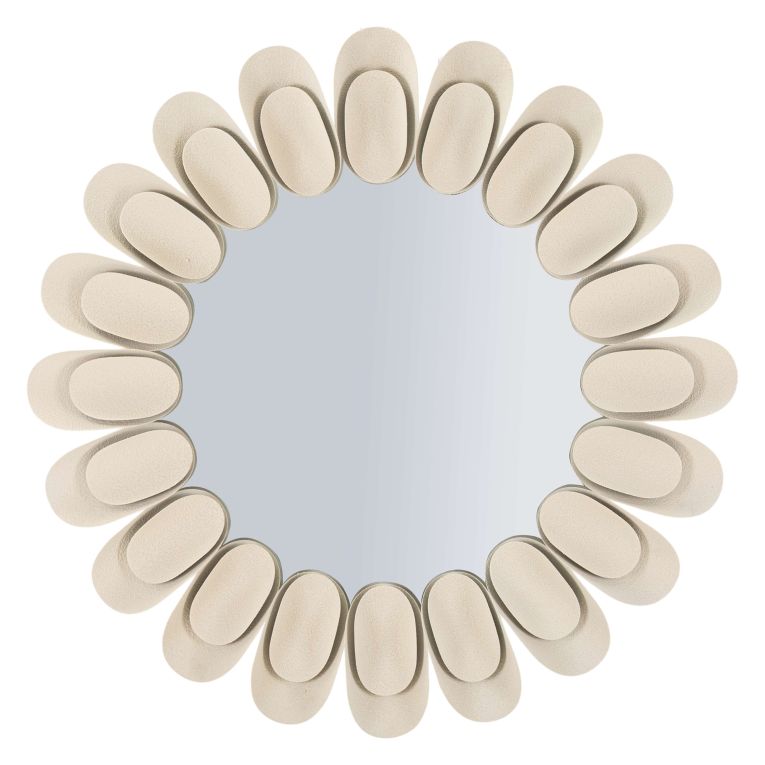 Specchio Beige Trasparente Cornice Effetto Pietra Forma Rotondo 85x6h cm, Tipologia a Parete - Dagatiza