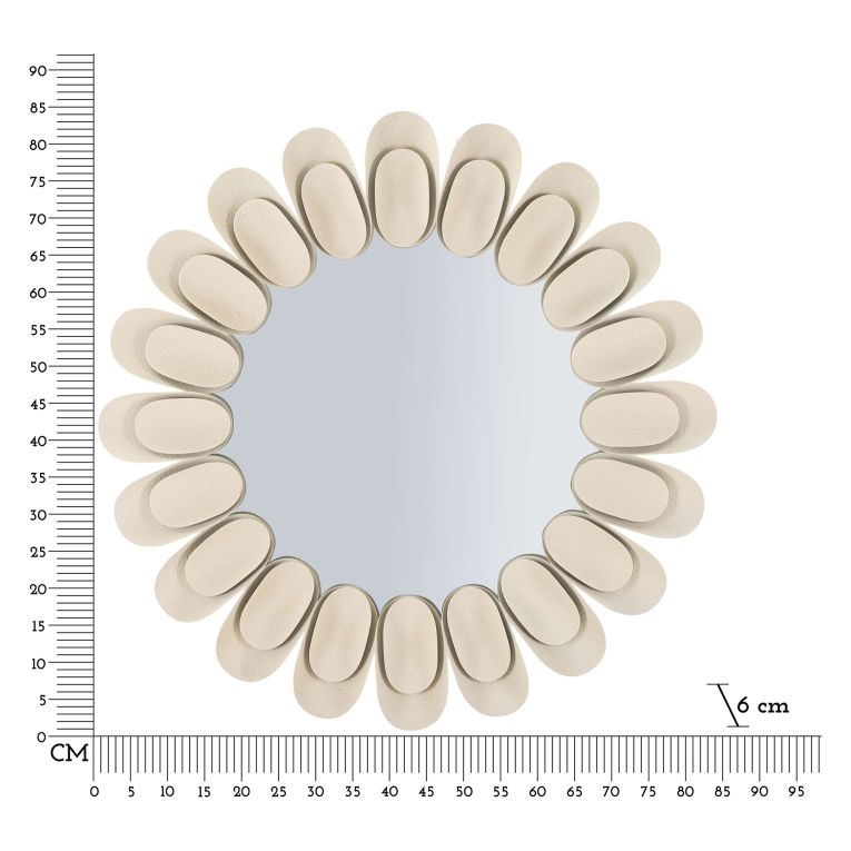 Specchio Beige Trasparente Cornice Effetto Pietra Forma Rotondo 85x6h cm, Tipologia a Parete - Dagatiza