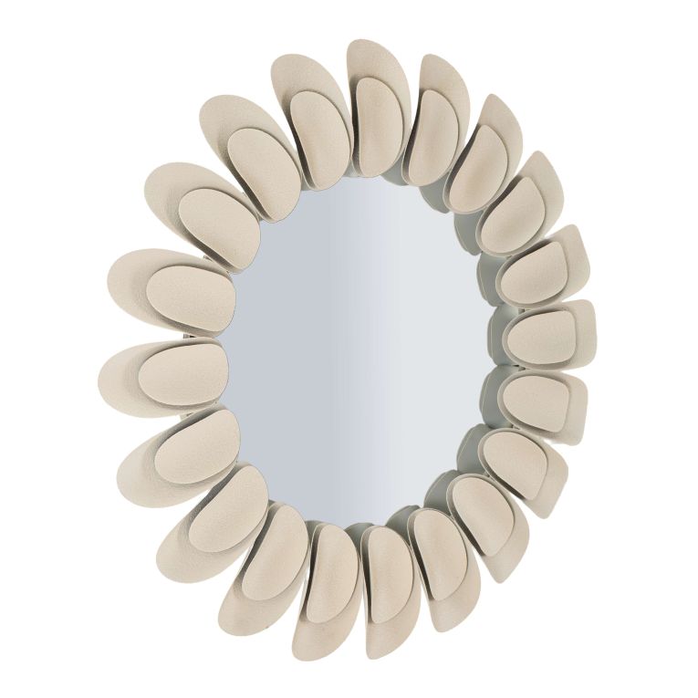 Specchio Beige Trasparente Cornice Effetto Pietra Forma Rotondo 85x6h cm, Tipologia a Parete - Dagatiza